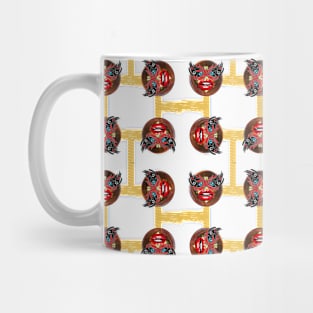 Creepy Bowl of Curry Square Connected Noodle Pattern Design Mug